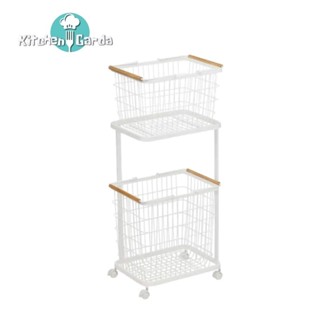 ตะกร้าผ้ามีล้อแบบสองชั้นสีขาวสไตล์ญี่ปุ่น Laundry basket 2-tier on wheels