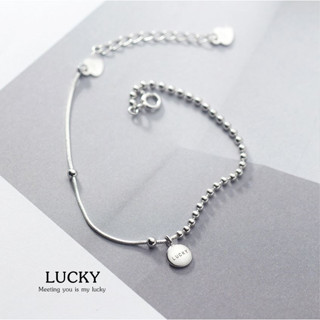 s925 Lucky bracelet สร้อยข้อมือเงินแท้ Meeting you is my lucky  ใส่สบาย เป็นมิตรกับผิว