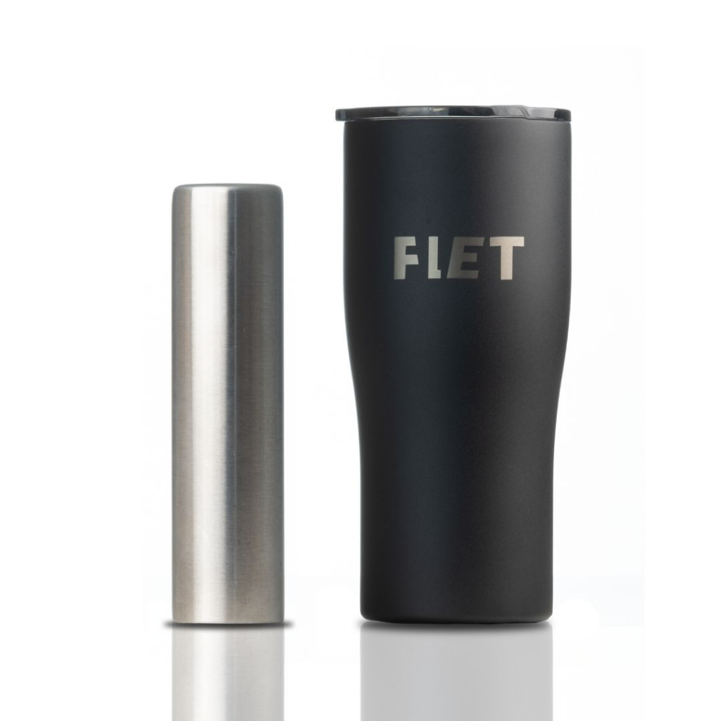 FLET tumbler - สีดำ - แก้วเก็บความเย็น มาพร้อมแท่งน้ำแข็งสแตนเลส เครื่องดื่มเย็นไม่ต้องใส่น้ำแข็ง