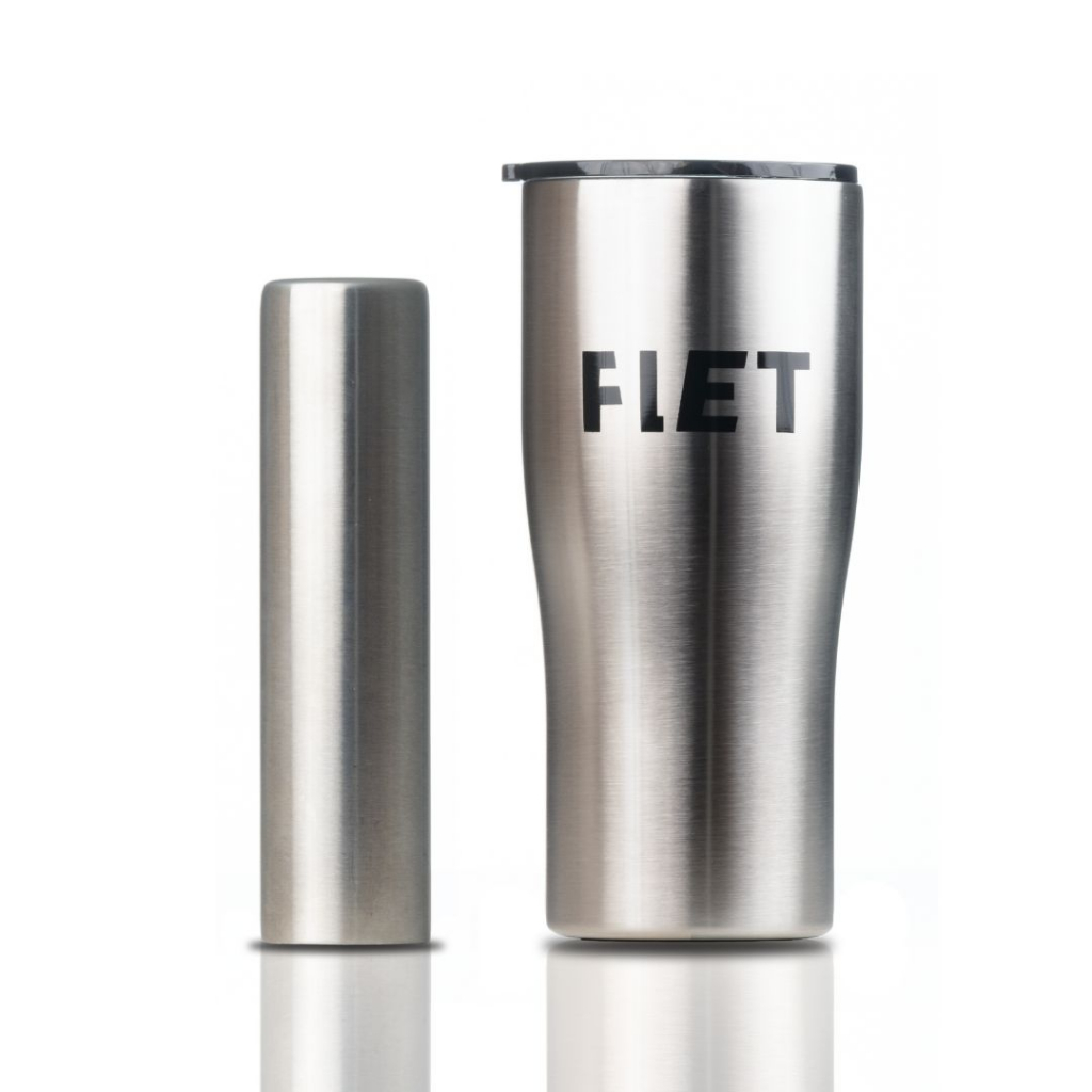 FLET tumbler - สีสแตนเลส - แก้วเก็บความเย็น มาพร้อมแท่งน้ำแข็งสแตนเลส เครื่องดื่มเย็นไม่ต้องใส่น้ำแข็ง