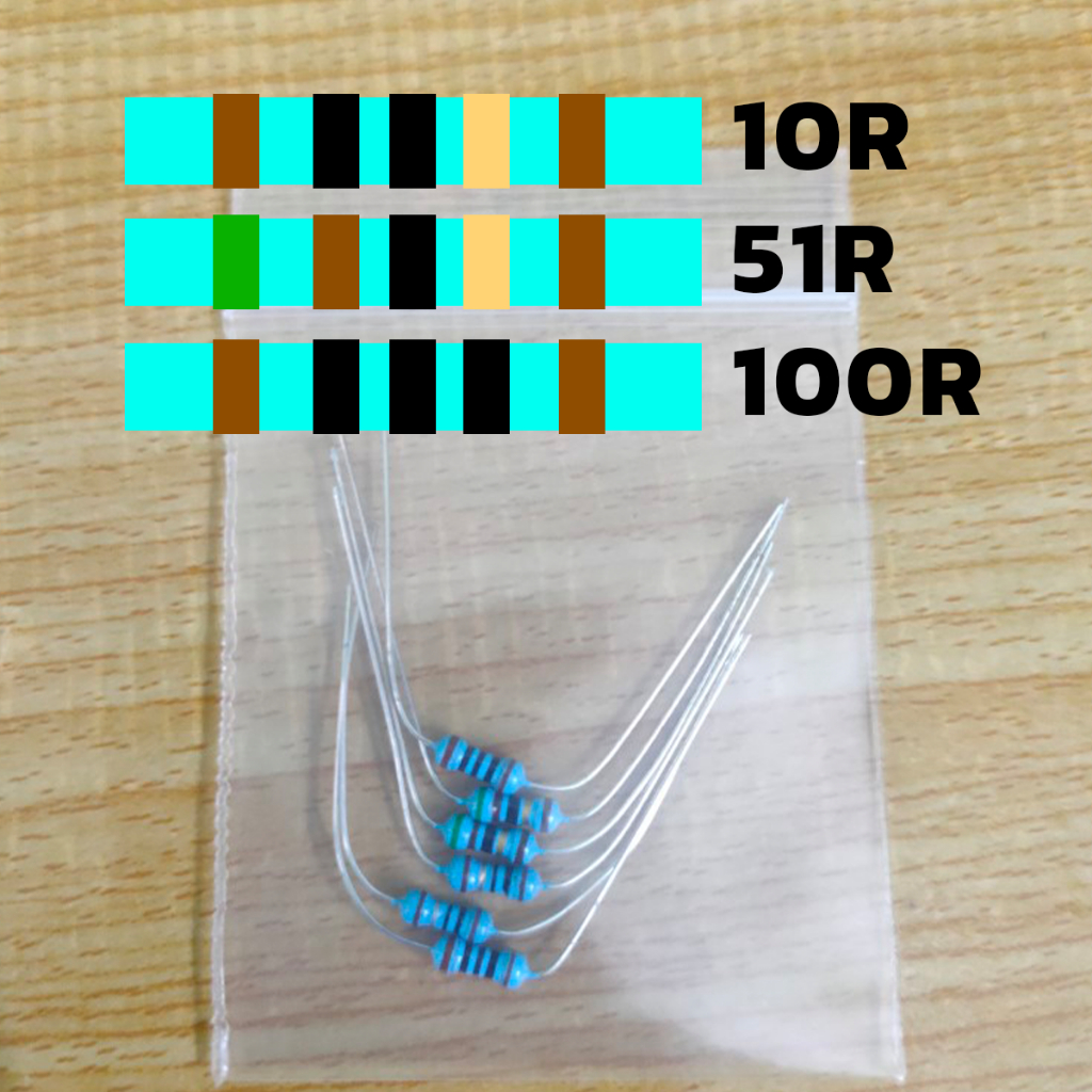 ตัวต้านทาน 1ชุดได้10ชิ้น 4.7, 10, 51, 100 ,150 โอห์ม สำหรับ ทำโคมไฟDIY