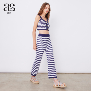 [asv ss23] Shay Seaway Wavy Knitted Pants กางเกงผู้หญิง ทรงตรง ผ้านิตทอลายคลื่น แต่งเอวยางยืด