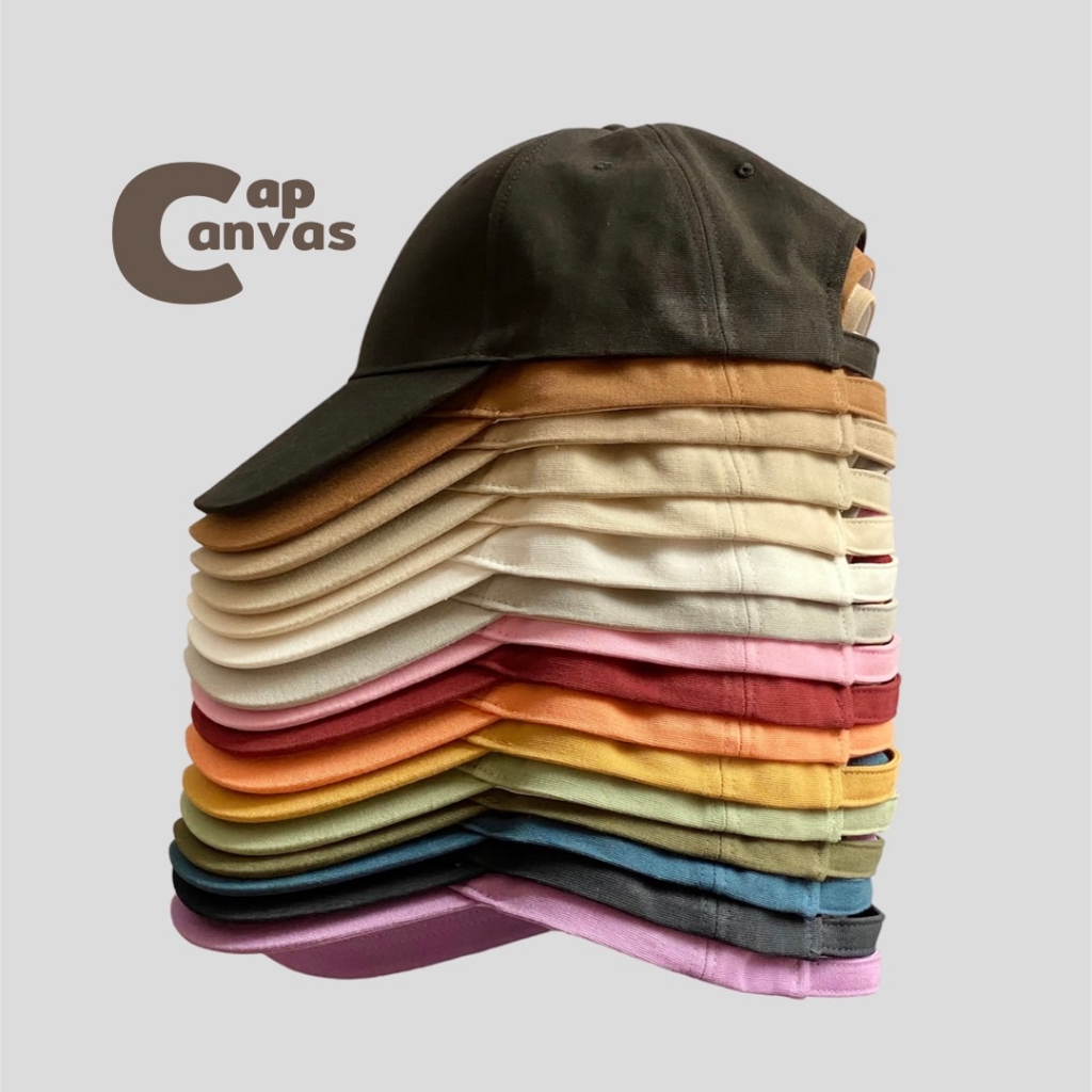 Cap Canvas - หมวกแก็ปผ้าแคนวาส ด้านหลังปรับขนาดได้ มีมากกว่า10สี