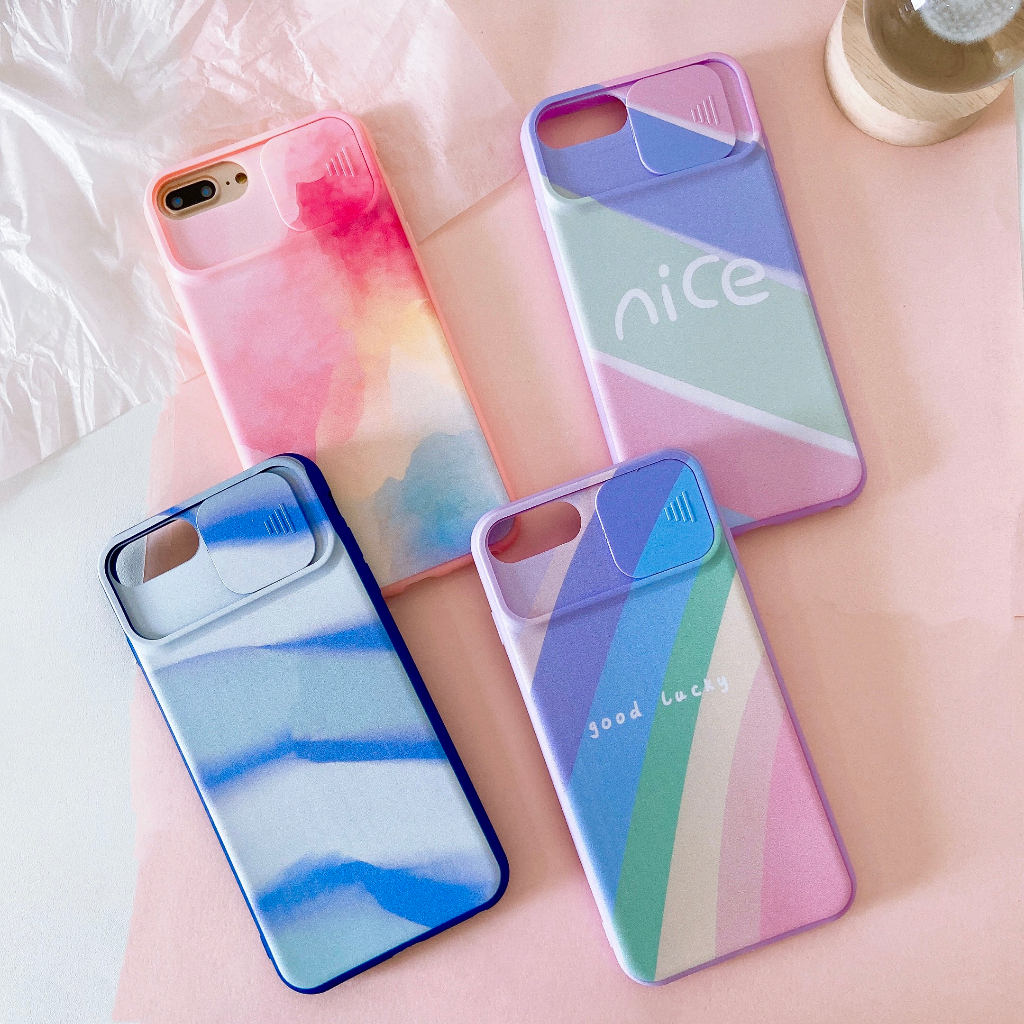 พร้อมส่ง เคสสีรุ้งพาลเทลสไลค์กล้อง สีรุ้งปิดกล้อง(มีสิ้นค้าพร้อมส่งค่ะ)สำหรับรุ่นiPhone6/6s/7/8/se/6plus/7plus/8plus/11