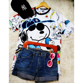 เสื้อผ้าสกูบา ไม่บาง ไม่ยับ ใส่แล้วเย็นสบาย ลาย snoopy น่ารัก