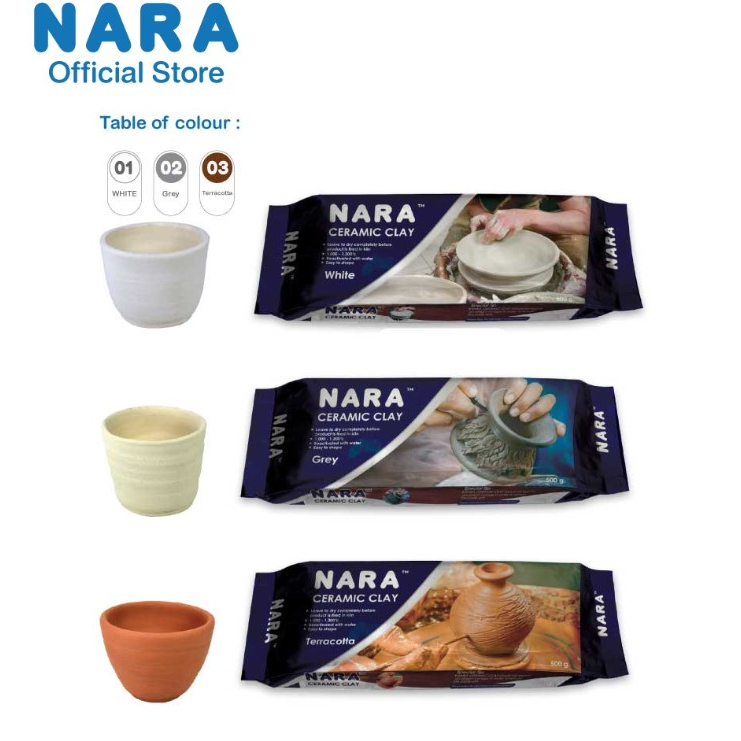 ดินปั้นเซรามิก ดินเหนียว ดินปั้นธรรมชาติ NARA 500 กรัม (จำนวน 1 ก้อน)