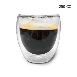 ( AI-Market ) แก้วกาแฟ 2 ชั้น Double wall coffee glass ขนาด 450 cc., 350 cc., และ 250 cc.