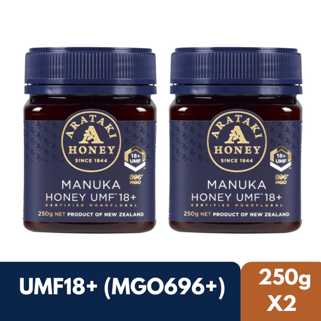 น้ำผึ้งมานูก้า Arataki Manuka Honey UMF18+ (MGO696+) 250g x2 Product of New Zealand