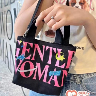 Plus (พร้อมส่ง) กระเป๋าถือ gentlewoman กระเป๋าสะพายข้าง กระเป๋าผ้ามินิมอล ผ้าแคนวาส มีสายสะพาย