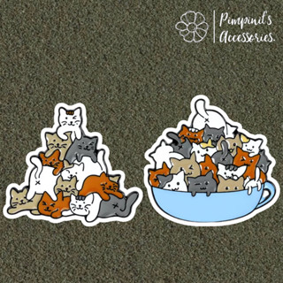 🇹🇭 พร้อมส่ง : 🐱 เข็มกลัดเซ็ทแก็งค์แมวหลากสี | Colorful Cat Gang Enamel Brooch Pin Set.