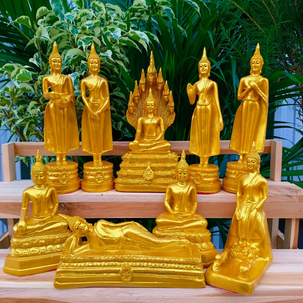พระพุทธรูปประจําวันเกิด ขนาด3นิ้ว สีน้ำทอง งานเรซิ่น บูชาเป็นพระประจำวันเกิด เสริมสิริมงคลโชคลาภ หรือถวายทำบุญก็ดี