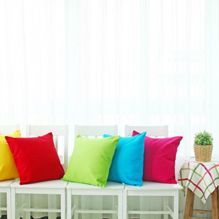 หมอนอิงโซฟา🧡💛💙💚🤎💗สีพื้นสวยสดใส  ตกแต่งห้องต่างๆ คาเฟ่ ของขวั…