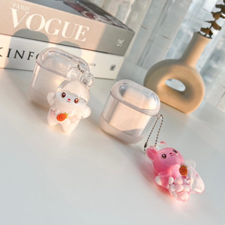 พร้อมส่ง🐰เคสสำหรับ AirPods case เคสแอร์พอด เคสตู้น้ำกากเพชร+พวงกุญแจกระต่าย เคสตู้น้ำ เคสแข็ง Gen1,2,Pro,3(2021)