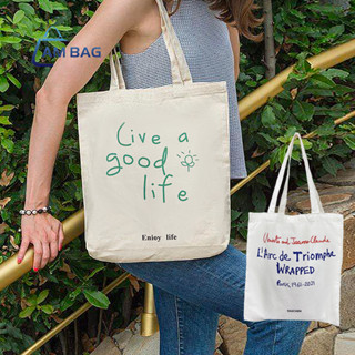 Am Bag ✿ Tote Bag กระเป๋าผ้า กระเป๋าสะพายไหล่ผ้าแคนวาส สไตล์มินิมอลเกาหลี ✿