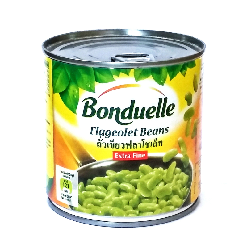 บงดูแอล ถั่วเขียวฟลาโชเล็ทกระป๋อง 400 กรัม - Extra Fine Green Flageolet Beans 400g Bonduelle brand