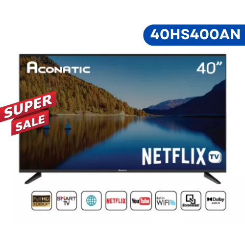 สมาร์ททีวี 40 นิ้ว Aconatic LED Netflix TV Smart TV FHD (Netflix v5.3) รุ่น 40HS400AN (รับประกัน 3 ปี)
