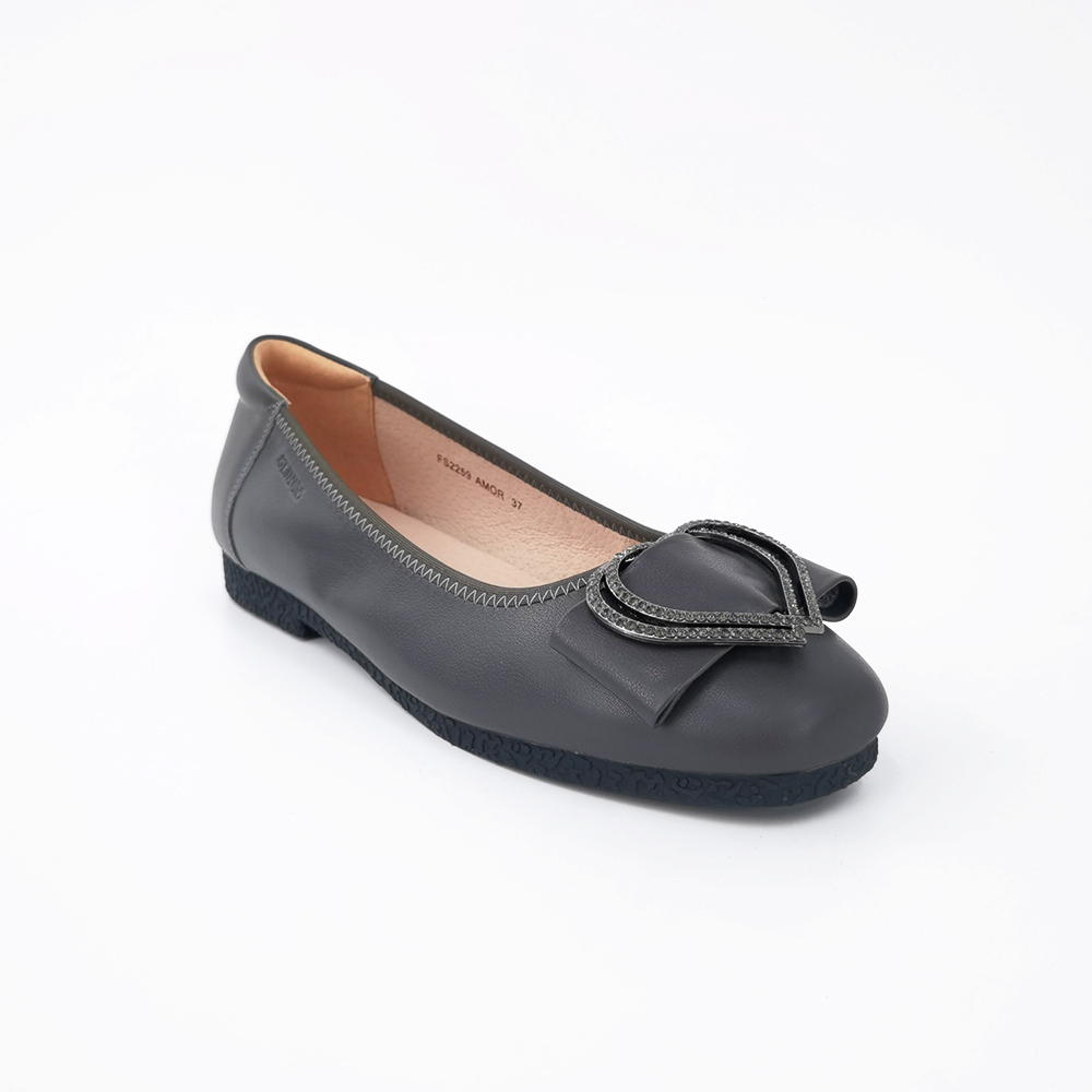 ST.JAMES รองเท้าหนังแท้/รองเท้าส้นแบน ส้น 1.7 CM. รุ่น AMOR สี D.GREY | รองเท้าคัชชู ผู้หญิง