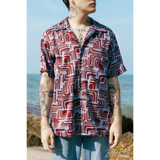 Simple&amp;Raw - เสื้อเชิ้ต BH748 BlueHawaii Shirts (Redbrown)