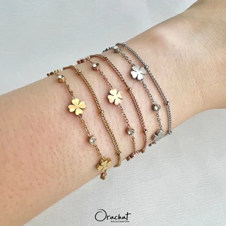 Orachat | Lucky clover 14k bracelet. (สร้อยข้อมือตัวเรือนสแตนเลส)