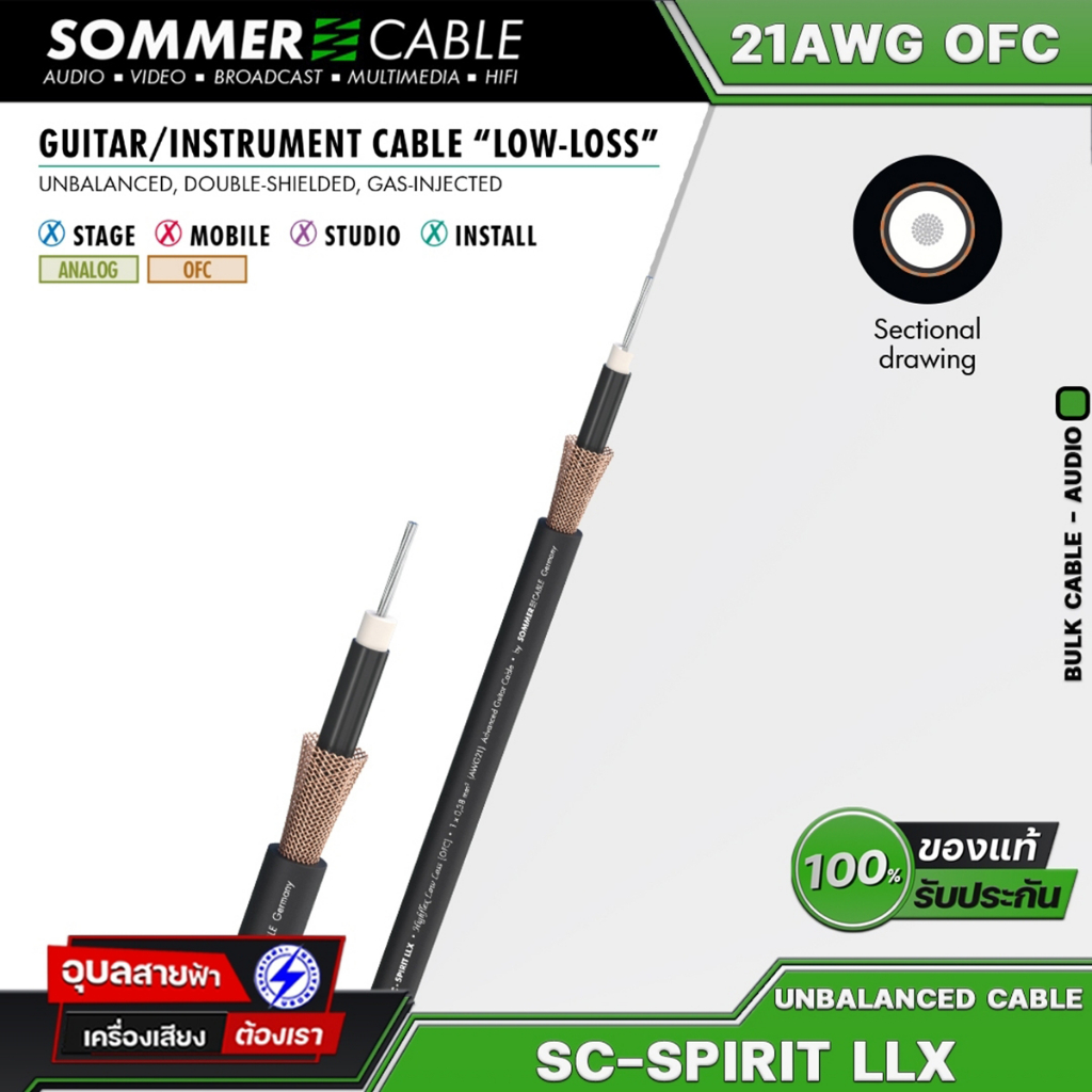 Sommer Cable สายสัญญาณเสียง SC-Spirit LLX LOW LOSS 21AWG OFC สายสัญญาณ โมโน เครื่องเสียง เครื่องดนตรี Instrument