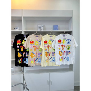 Labsilk เสื้อยืดโอเวอร์ไซส์ แคร์แบร์สกรีนเต็มตัว อก40"ยาว27"