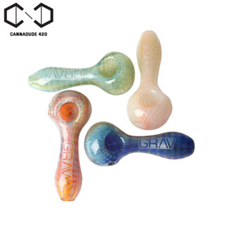 แจกันแก้ว GRAV Labs Pipe air bubble with silver fumed with Grav logo 4 inches GR76