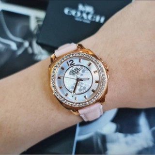 นาฬิกาข้อมือหญิงNEW Coach Mini Boyfriend Rose Gold Pink Leather Strap