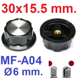 ลูกบิด MF-A04 Diameter 30x15.5 mm. bakelite knob copper core 6 mm. for rotary encoder potentiometer volume control