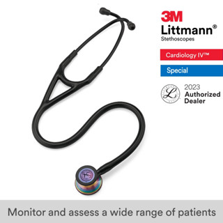 3M Littmann Cardiology IV, 27 inch #6165 (Black Tube, Rainbow-Finish Chestpiece, Stainless Stem &amp; Eartubes)