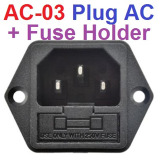 AC-03 Plug AC Power Socket 10A 250VAC 3 Pin Fuse Holder