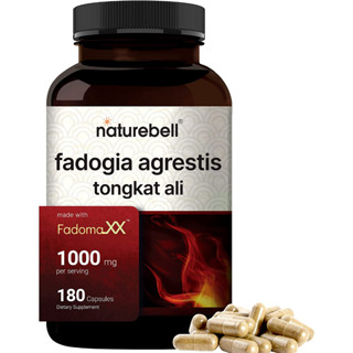 Fadogia Agrestis 600mg Complexed with Tongkat Ali 400mg, 180 Capsules, Optimal Dosage for Enhanced NUTUREBELL