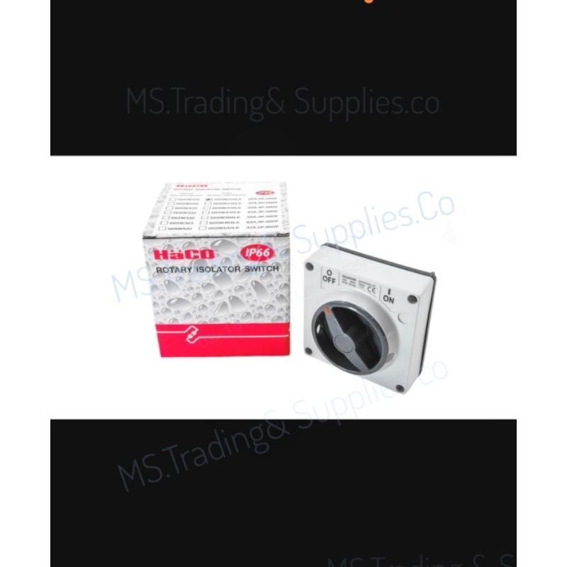 Haco 66SW220LE สวิตช์หมุนทางเดียวแบบฝัง(ไม่รวมกล่อง) 20A 2P 250V conductor 2.5-25mm² 66SW220LE (HACO