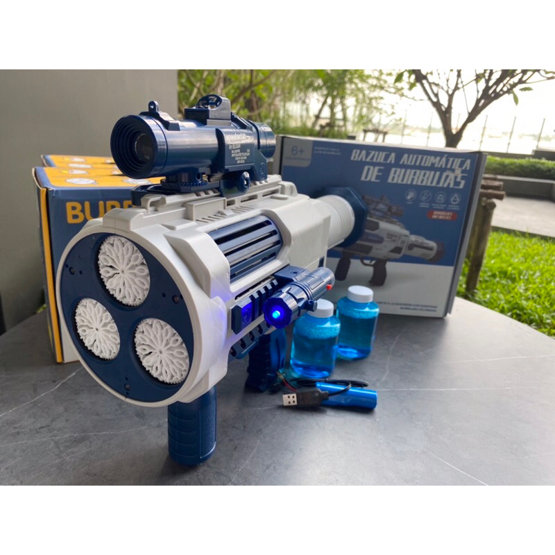 ปืนเป่าฟอง ปืนยิงฟองสบู่ ปืนเป่าฟองอันใหญ่ เป่าฟองเยอะมาก Bubble Gun Gatling ปืนฟองรุ่นใหม่ ปืนฟองอัตโนมัติ no.66-4