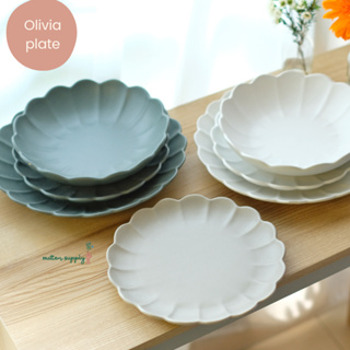 Olivia plate and low bowl ชาม จาน ชามพาสต้า เซรามิค กลีบดอกไม้ เหนื้อหนา เข้าไมโครเวฟ เครื่องบล้างจานได้