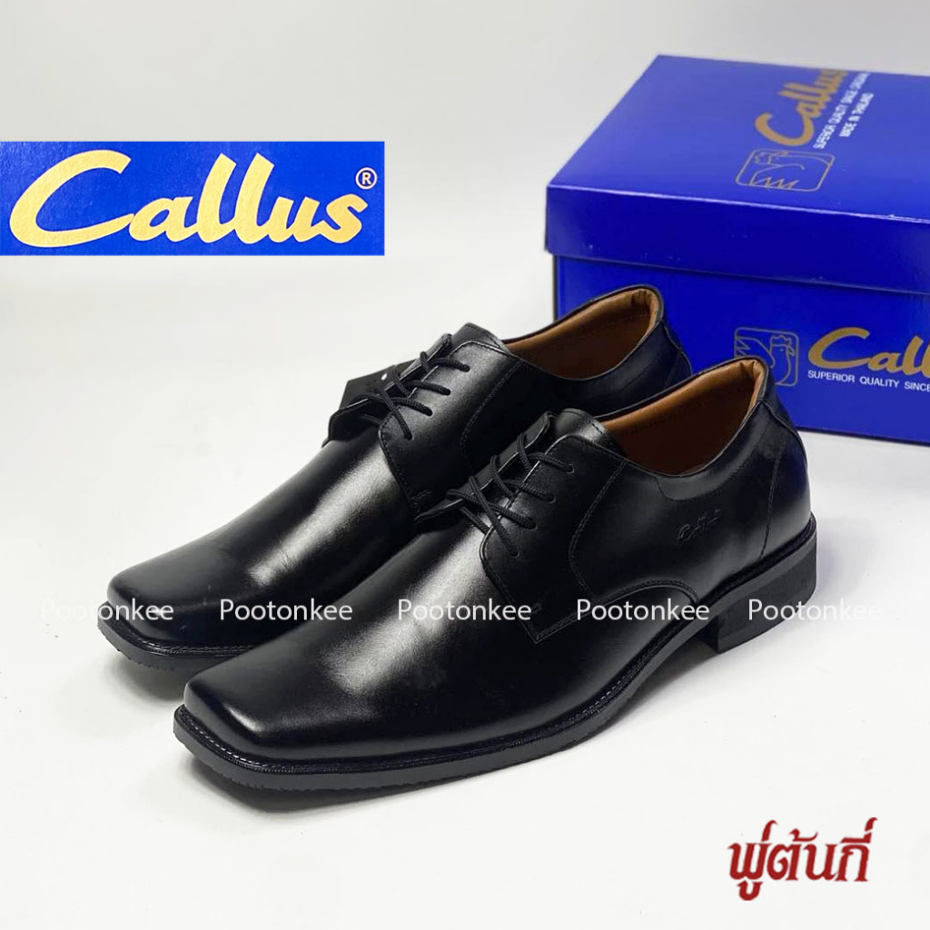 Callus รองเท้าคัชชู สำหรับผู้ชาย หนังเเท้ สีดำ รุ่น 958 ไซส์ 38-46 พร้อมส่ง