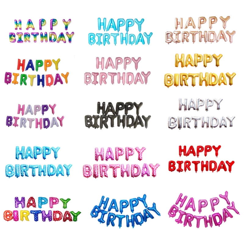 เซตลูกโป่งฟอยล์วันเกิด happy birthday set ขนาด 16 นิ้ว (ขายยกเซต) วันเกิด ตัวอักษร HBD