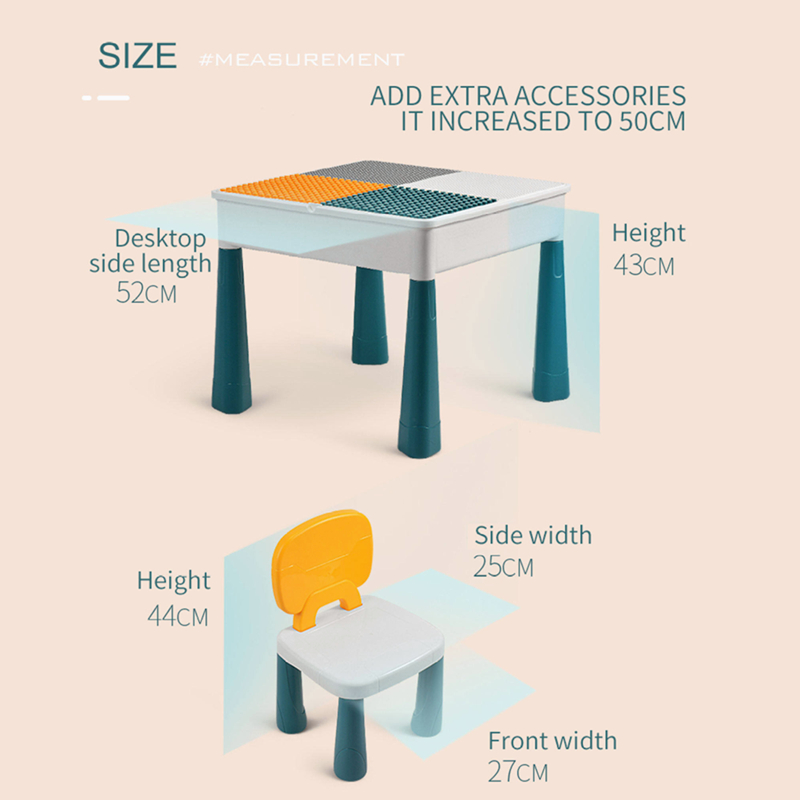โต๊ะตัวต่อ โต๊ะ+เก้าอี้+ตัวต่อ 495 ชิ้น เสริมพัฒนาการเด็ก