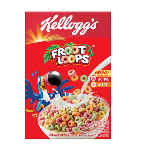 Kellogg's Froot Loops 160 g. เคลล็อกส์ ฟรูตลูปส์ อาหารเช้า ซีเรียลธัญพืช
