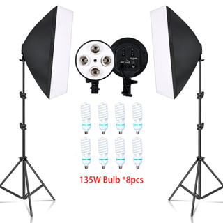 Photography 135W Bulb สตูดิโอถ่ายภาพ ไฟต่อเนื่อง ไฟสตูดิโอ Studio 50x70cm 4 Lamp Holder Softbox Continuous Lighting Kits