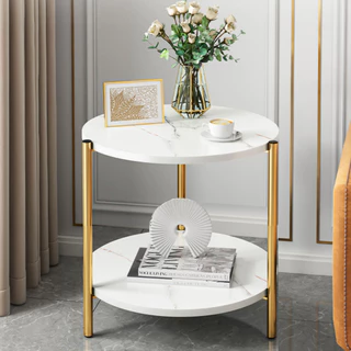 AiHome ชุดโต๊ะกาแฟกลมหินอ่อนนอร์ดิก ห้องนั่งเล่นสร้างสรรค์อพาร์ทเมนต์ขนาดเล็กหรูหราเบาๆโต๊ะกาแฟขนาดเล็ก โต๊ะกลางโซฟา