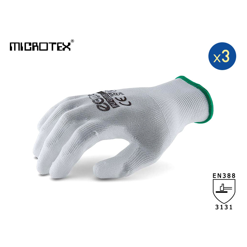 MICROTEX ECO PU WHITE(3 คู่)ถุงมือถักเคลือบพียู | งานอิเล็กทรอนิกส์ | งานคอมพิวเตอร์ | สวมใส่กระชับ สบายมือ