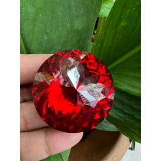 cz Diamond Orange Red 30x30mm Round shape 200 carats