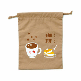 HIGHTIDE Retro-pop drawstring bag Size M – H Coffee (HGB280-H) /ถุงผ้าหูรูด ไซส์ M ลายกาแฟ แบรนด์ HIGHTIDE ประเทศญี่ปุ่น