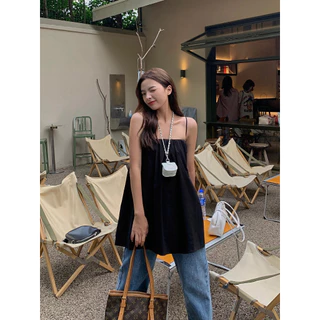 Cicishop(3095)สายเดี่ยวสีพื้น ผ้าทิ้งตัวใส่สบาย สไตล์ลุคคุณหนู