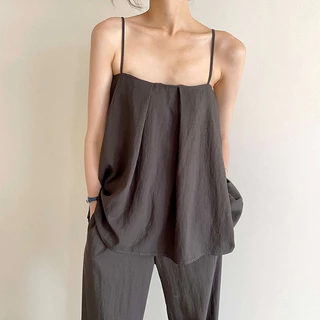 Cicishop(3095)สายเดี่ยวสีพื้น ผ้าทิ้งตัวใส่สบาย สไตล์ลุคคุณหนู