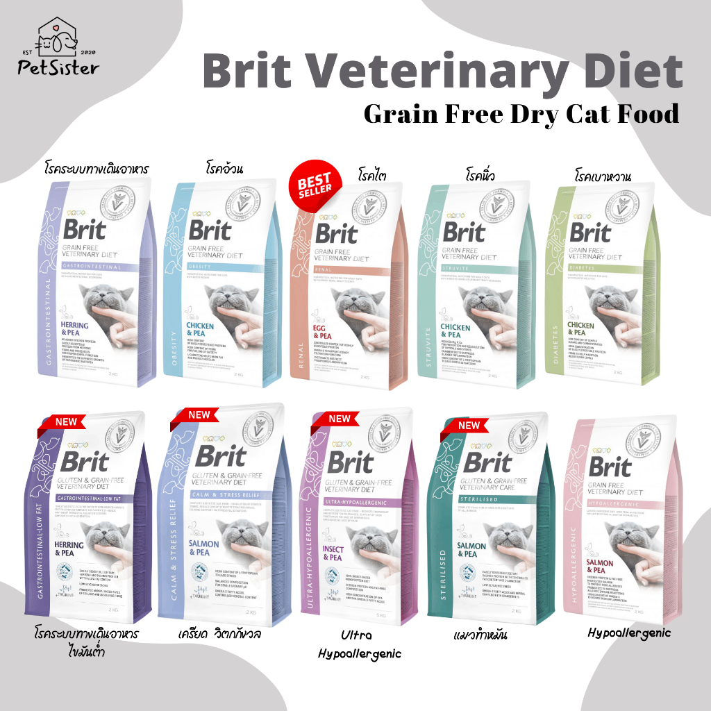🐱Brit Grain Free Veterinary Diet Dry Cat Food 2kg / 5kg อาหารแมวเกรดพรีเมี่ยม x Petsister