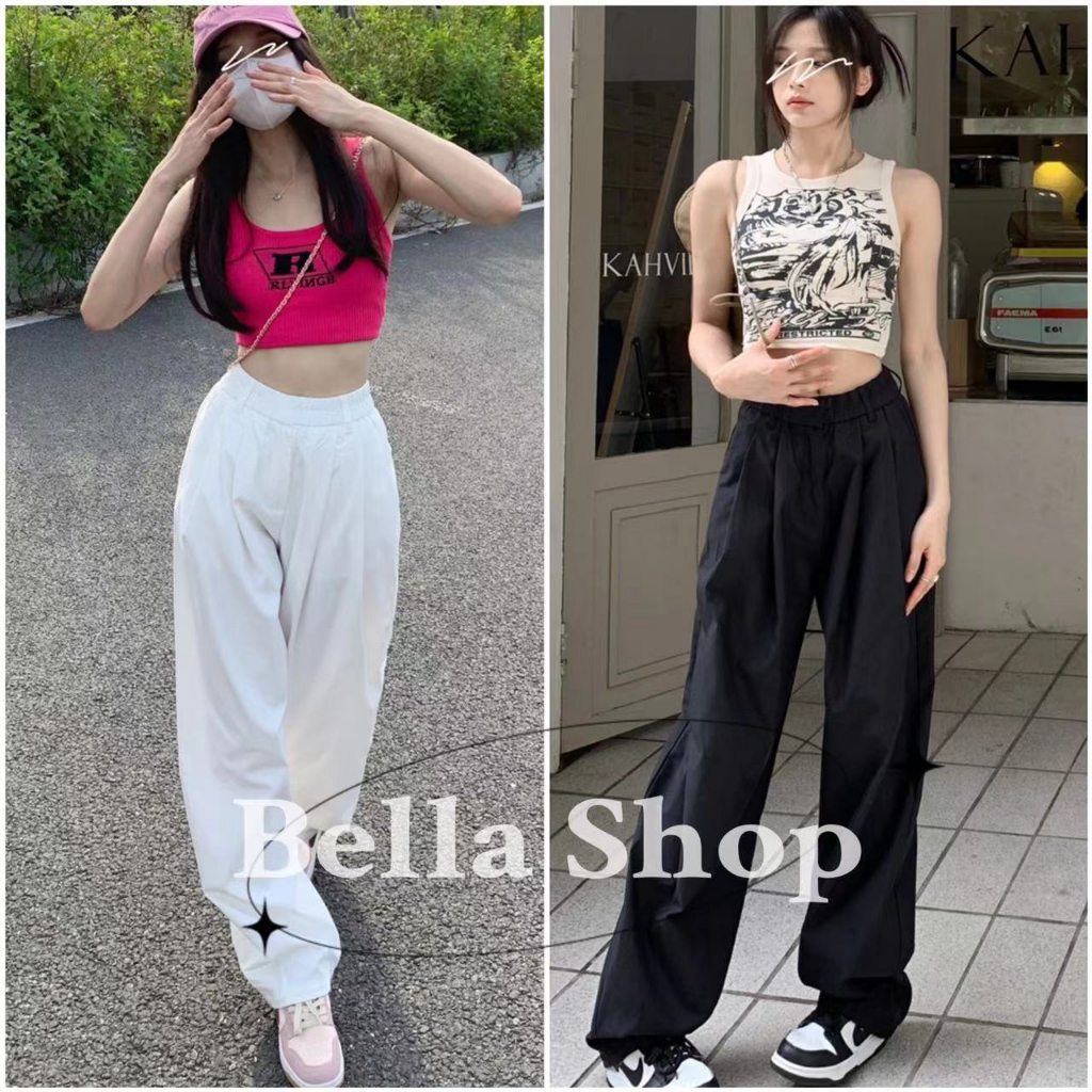 Bella กางเกงลำลอง ผู้หญิงกางเกงขายาวเอวสูงผ้าระบายอากาศได้ ผู้หญิงกางเกงขายาวเอวสูงผ้าระบายอากาศได้ พร้อมส่งจากกทม มาถึงใน 3-5 วัน