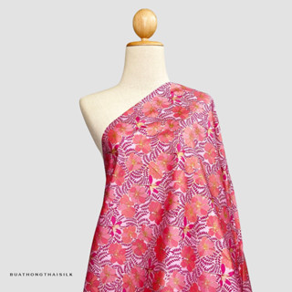 FLORAL DESIGN PRINTED THAI SILK FABRIC - ผ้าไหมไทยแท้ พิมพ์ลาย ลวดลาย ดอกไม้