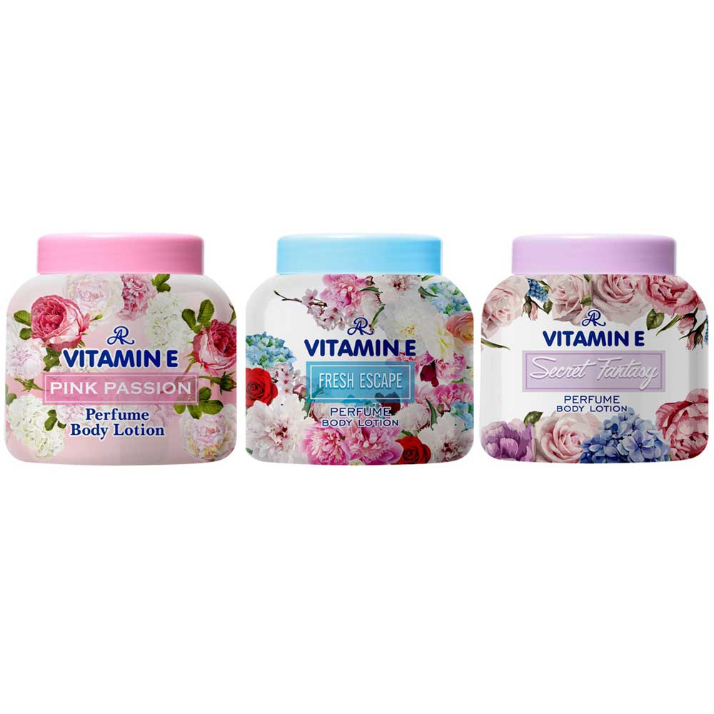 เอ อาร์ วิตามินอี เพอร์ฟูม บอดี้ โลชั่น 200 กรัม AR Vitamin E Perfume Body Lotion โลชั่นน้ำหอม โลชั่นดอกไม้