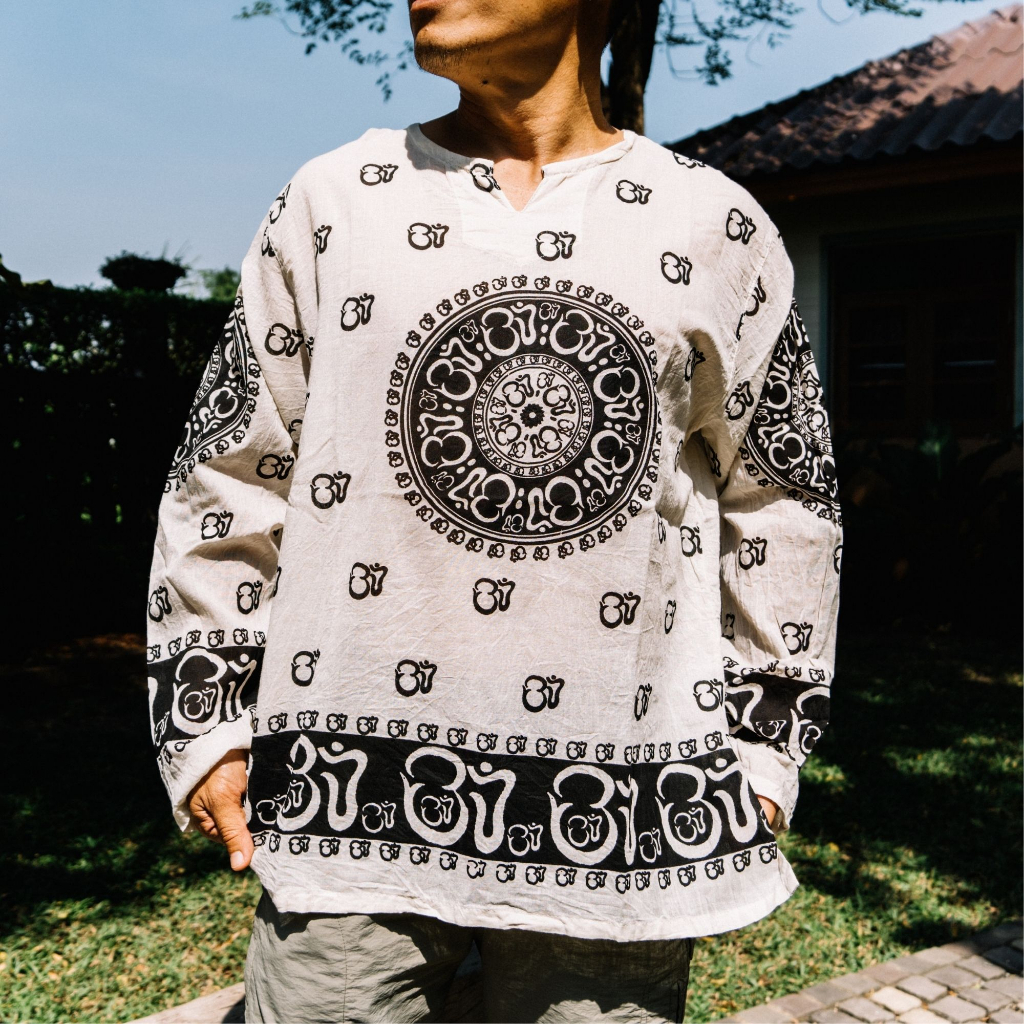 [ตัดเย็บ 3-4 วัน] เสื้อแขนยาวโอมกลม | Circle Ohm Tee เสื้อโอมใส่ไปทะเลเนื้อผ้าใส่สบาย